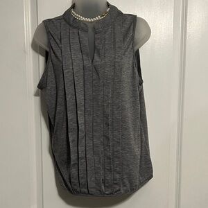 SHEIN Charcoal Sleeveless Pleated Blouse